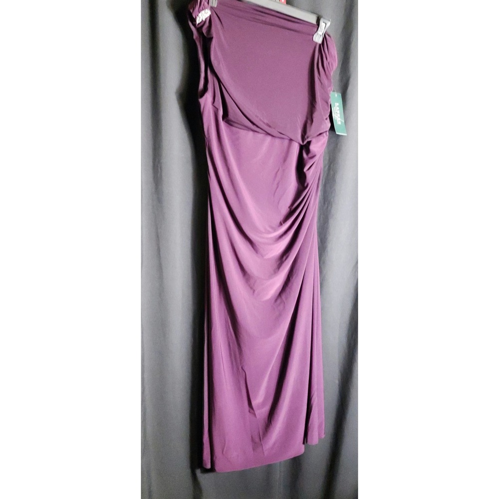 Lauren Ralph Lauren Evening One Shoulder Gown Raisin Purple Rhinestone Size 16